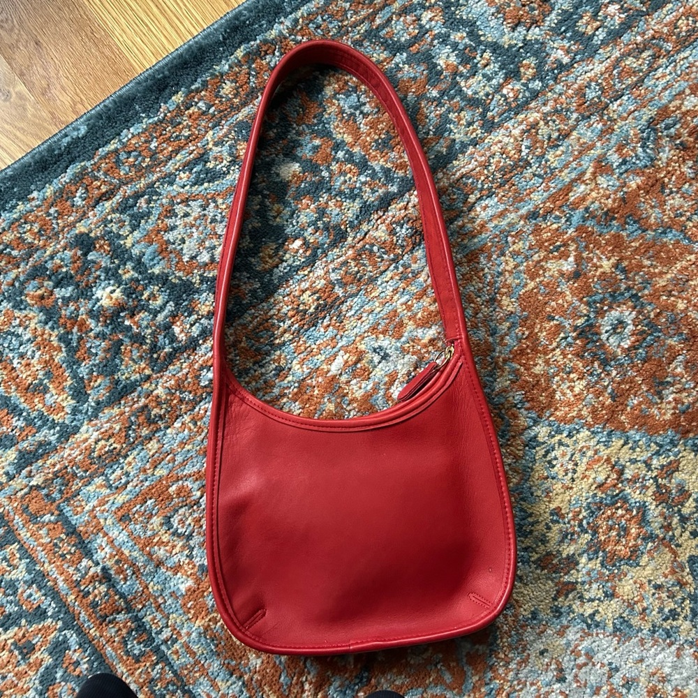 COACH Vintage 9020 Ergo Luxury Designer Red Leather Mini Hobo Shoulder Bag Purse